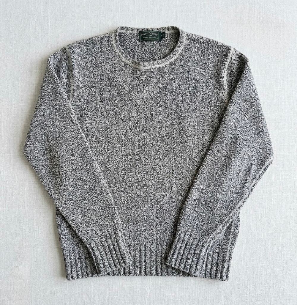 Ralph Lauren chunky knit Silk neutral grey vintage 90s Sweater